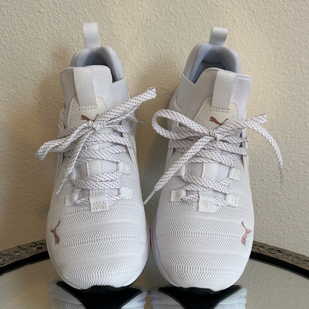Puma White Sneakers with Rose Gold Accents